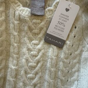 Tahari Off-White Cable Knit Sweater